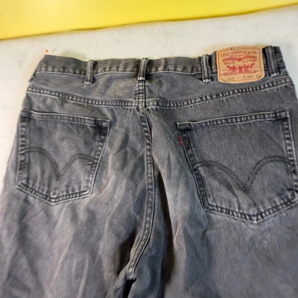 Levis 550 Relaxed Fit Tapered Leg Jeans Mens 40x32 Faded Black Denim 00550-0260